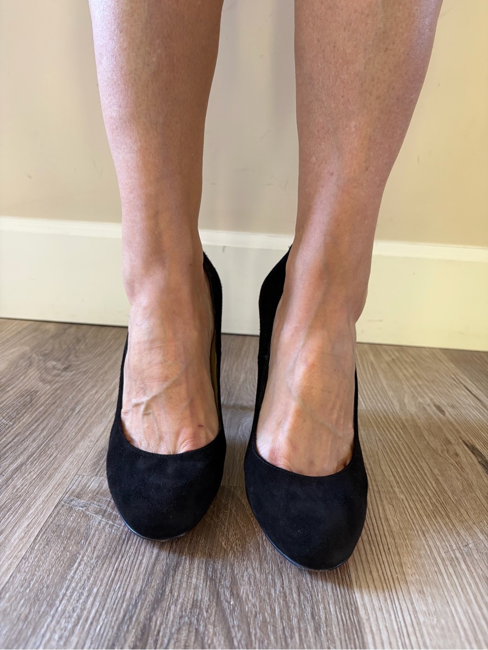 Christian Louboutin Black Suede Almond-Toe Pumps